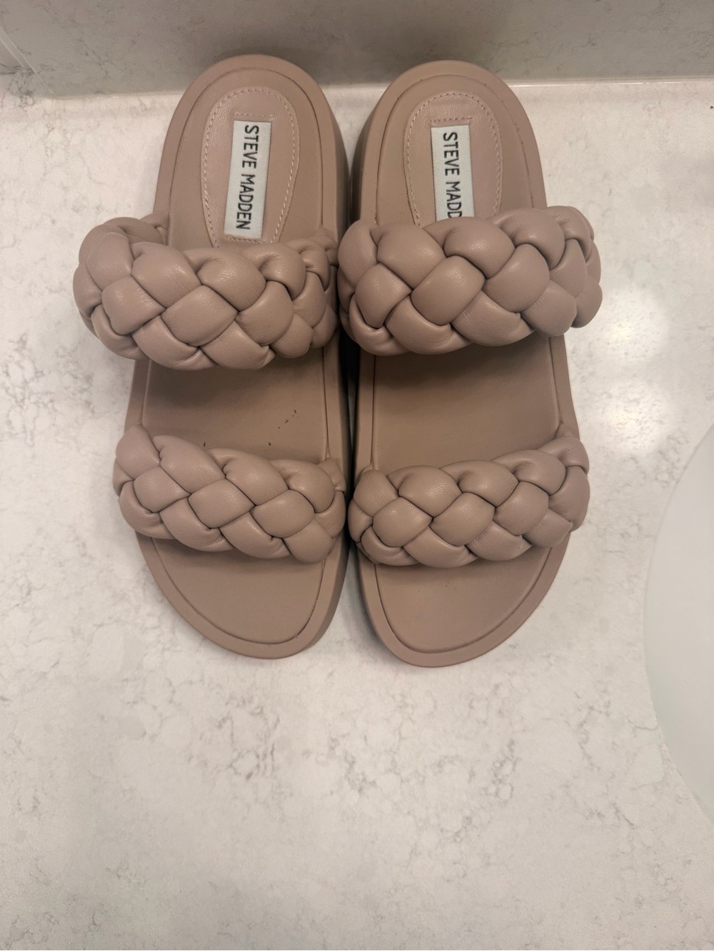 Steve Madden Blush Braided Double-Band Slide Sandals